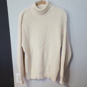 Amazing Orvis Cream Turtleneck Knit Sweater Size Medium 100%cotton